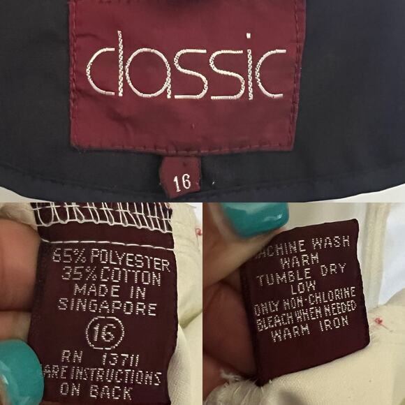 Vintage Classic White Windbreaker Jacket Snap Front Pockets Sz 16 Singapore Barn - Picture 10 of 17